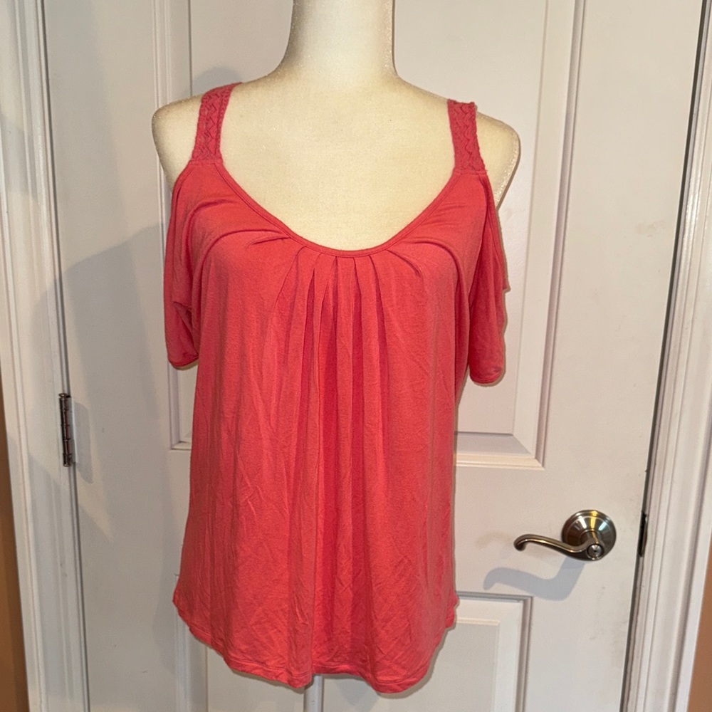 Candie's Pink Cold Shoulder Blouse shirt top Sz large